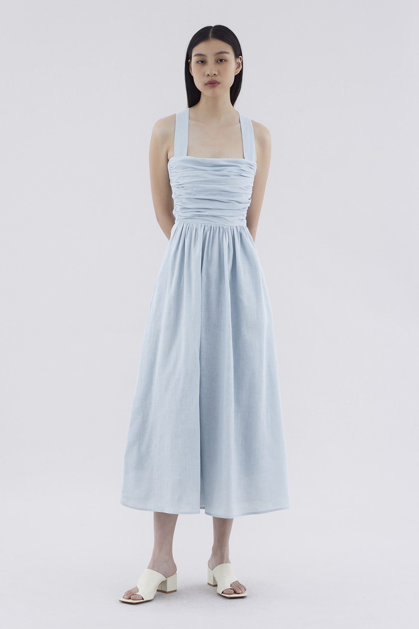 Lucano Linen Ruched Dress