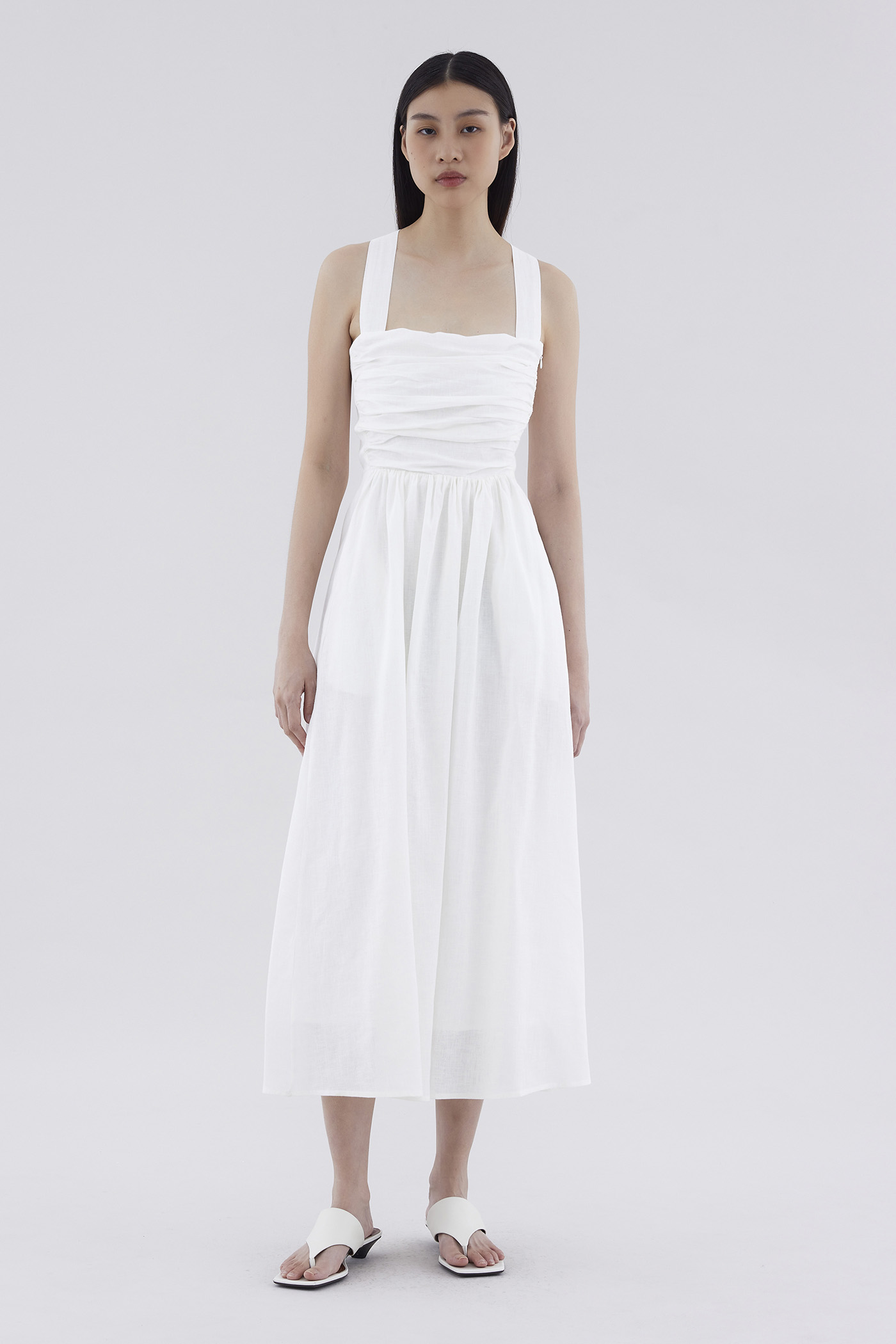 Lucano Linen Ruched Dress