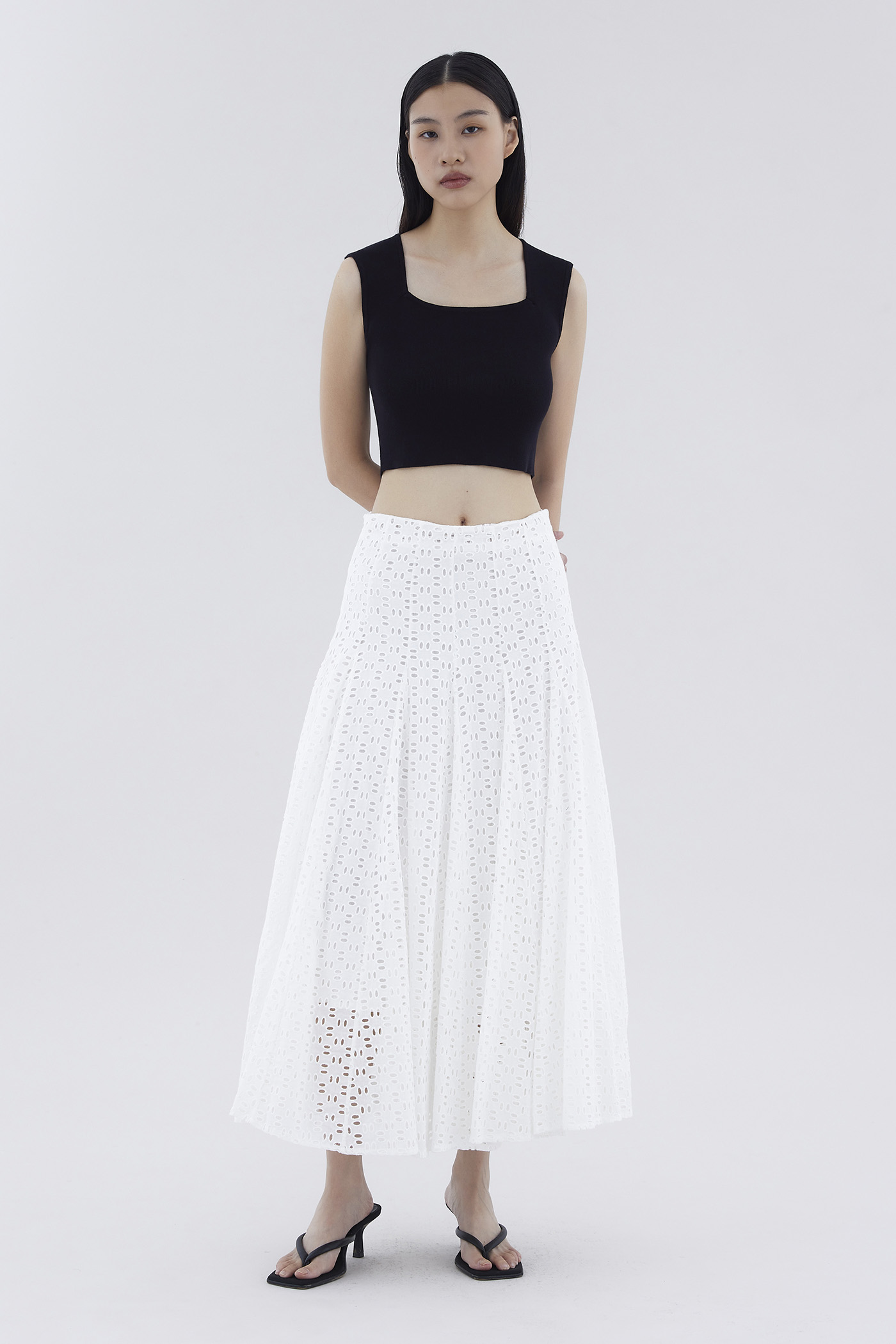 Delyne Broderie Fluted Skirt