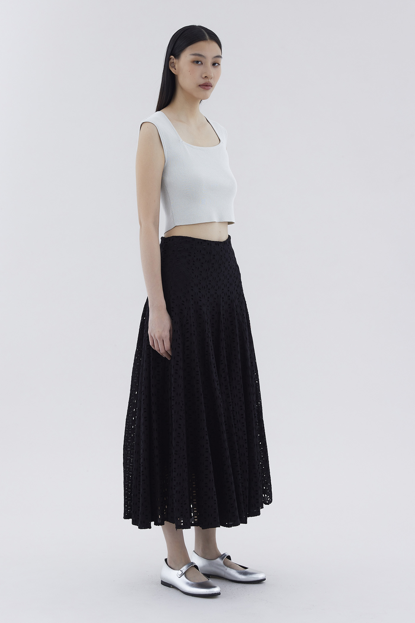 Delyne Broderie Fluted Skirt