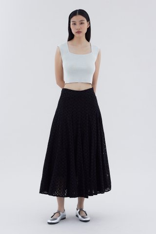 Delyne Broderie Fluted Skirt