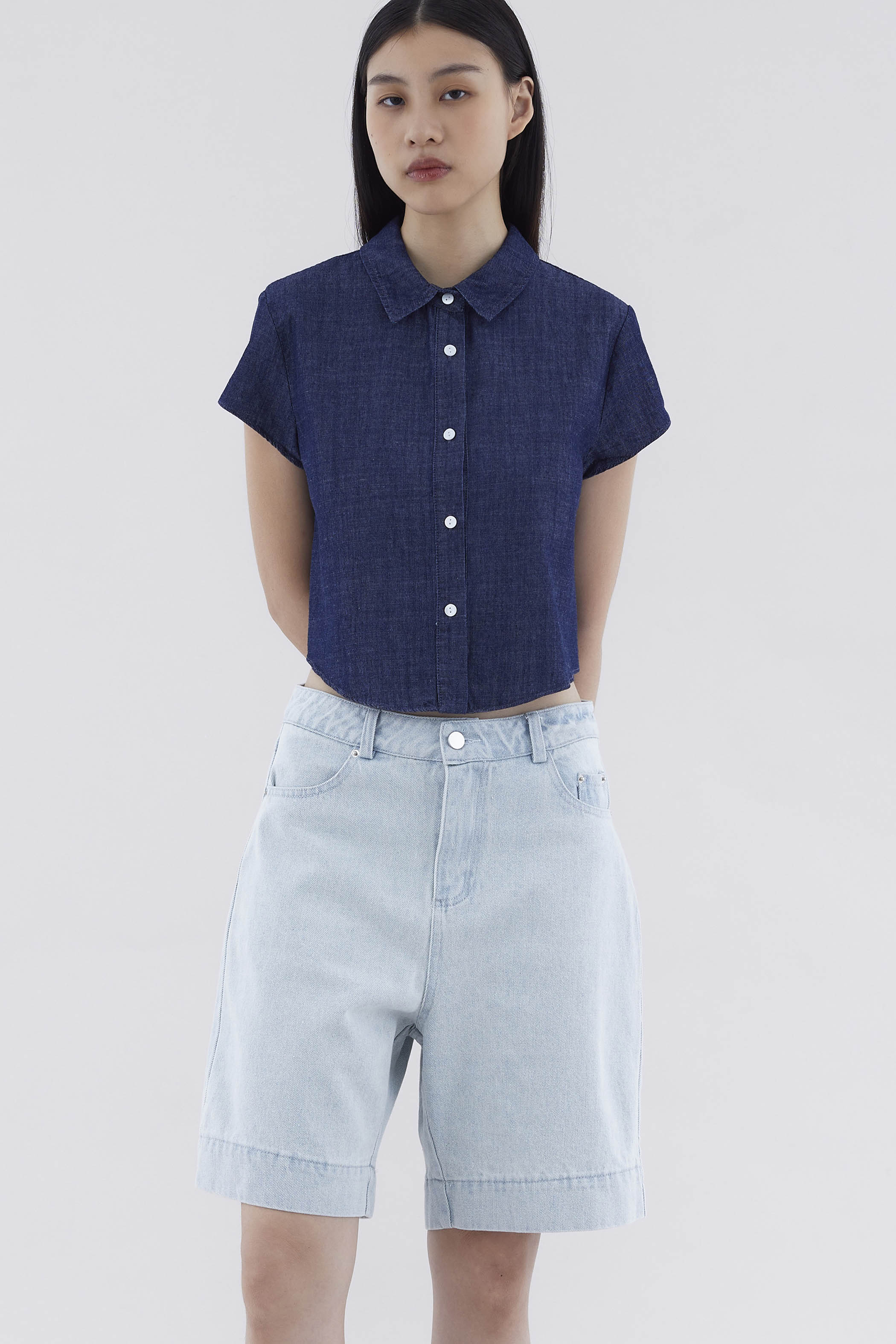 Lucio Denim Crop Shirt