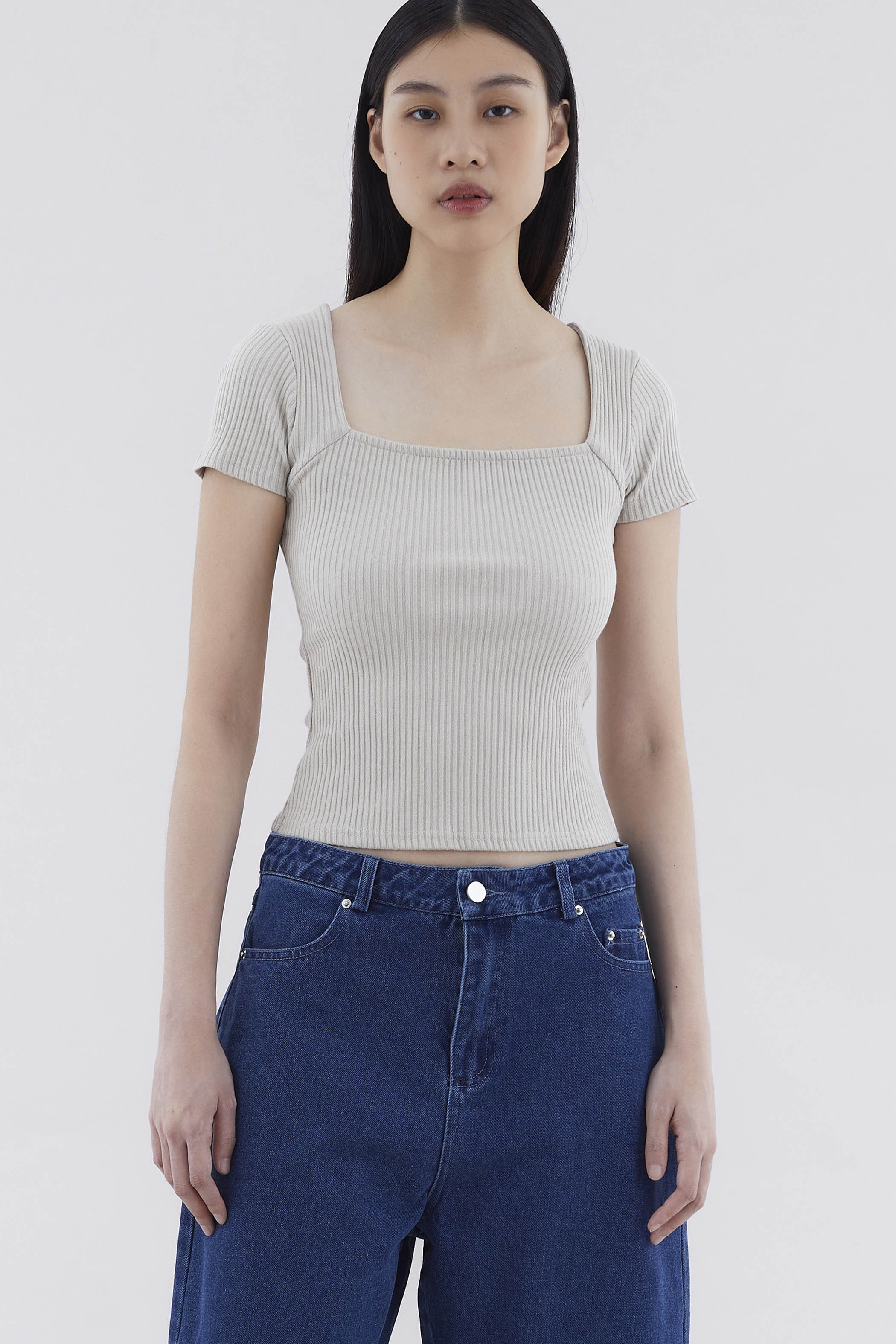 Neyir Square-Neck Rib Top