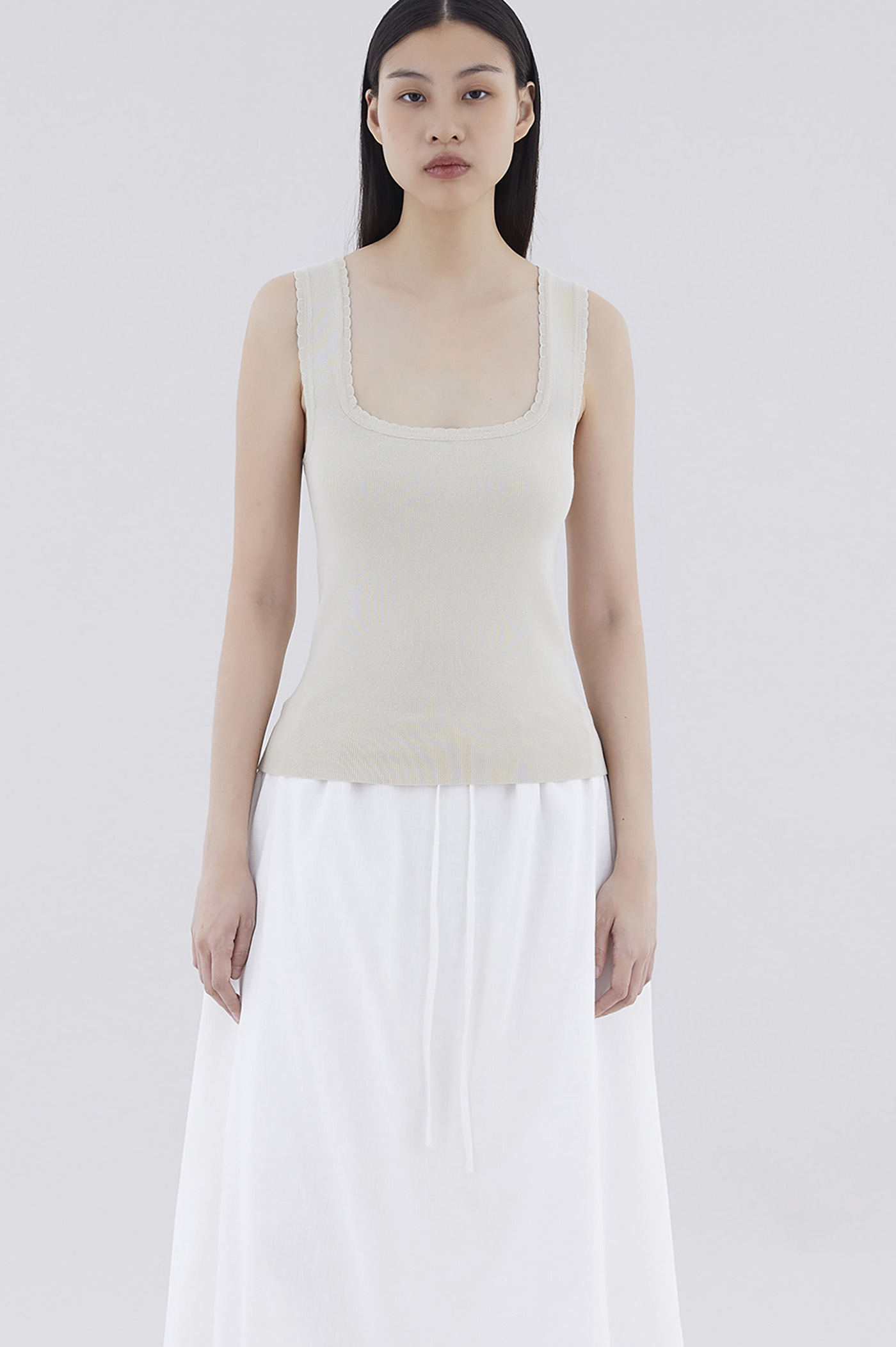 Macey Scallop-Neck Tank Top