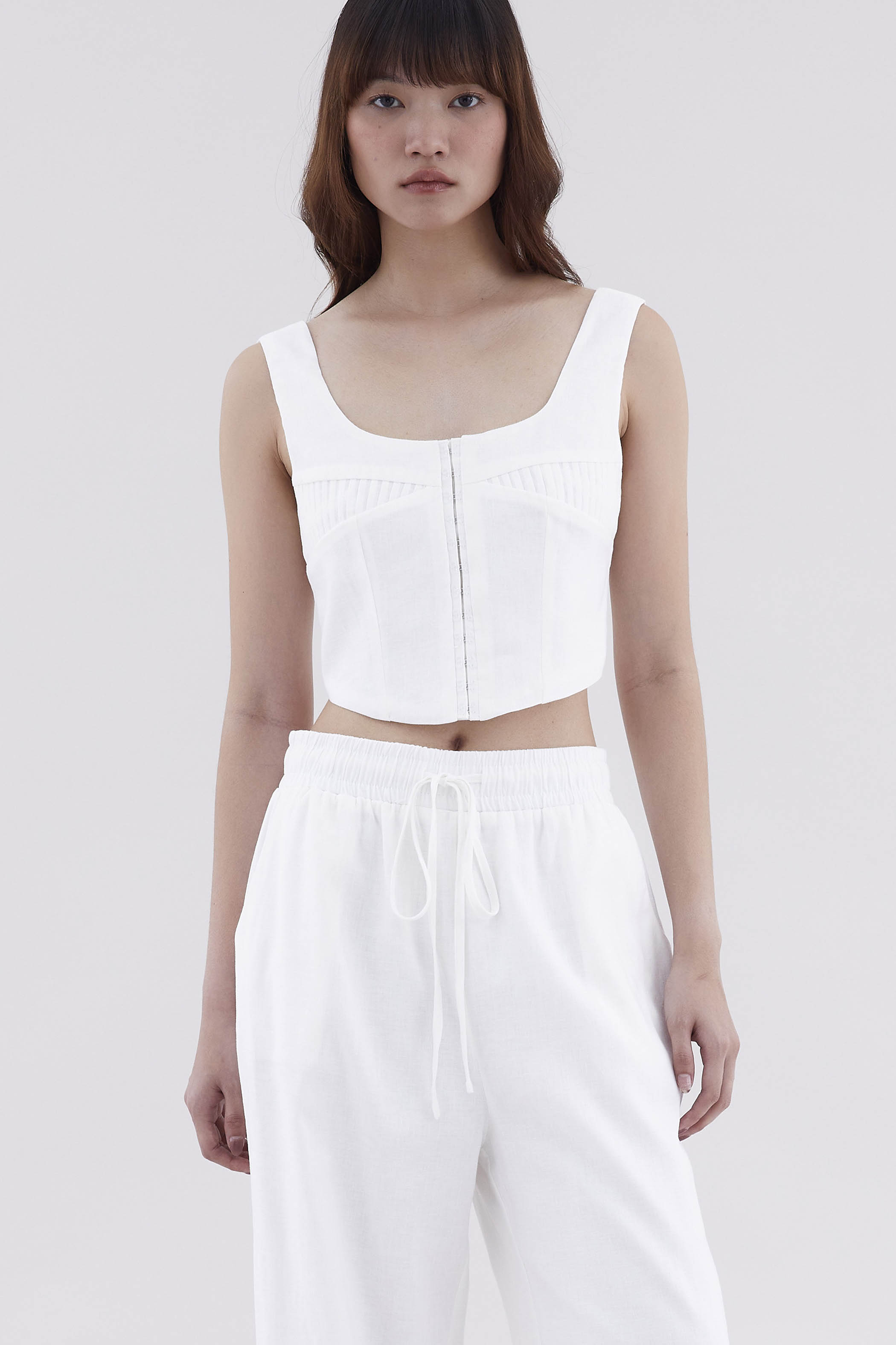 Roxena Pin Tuck Crop Top