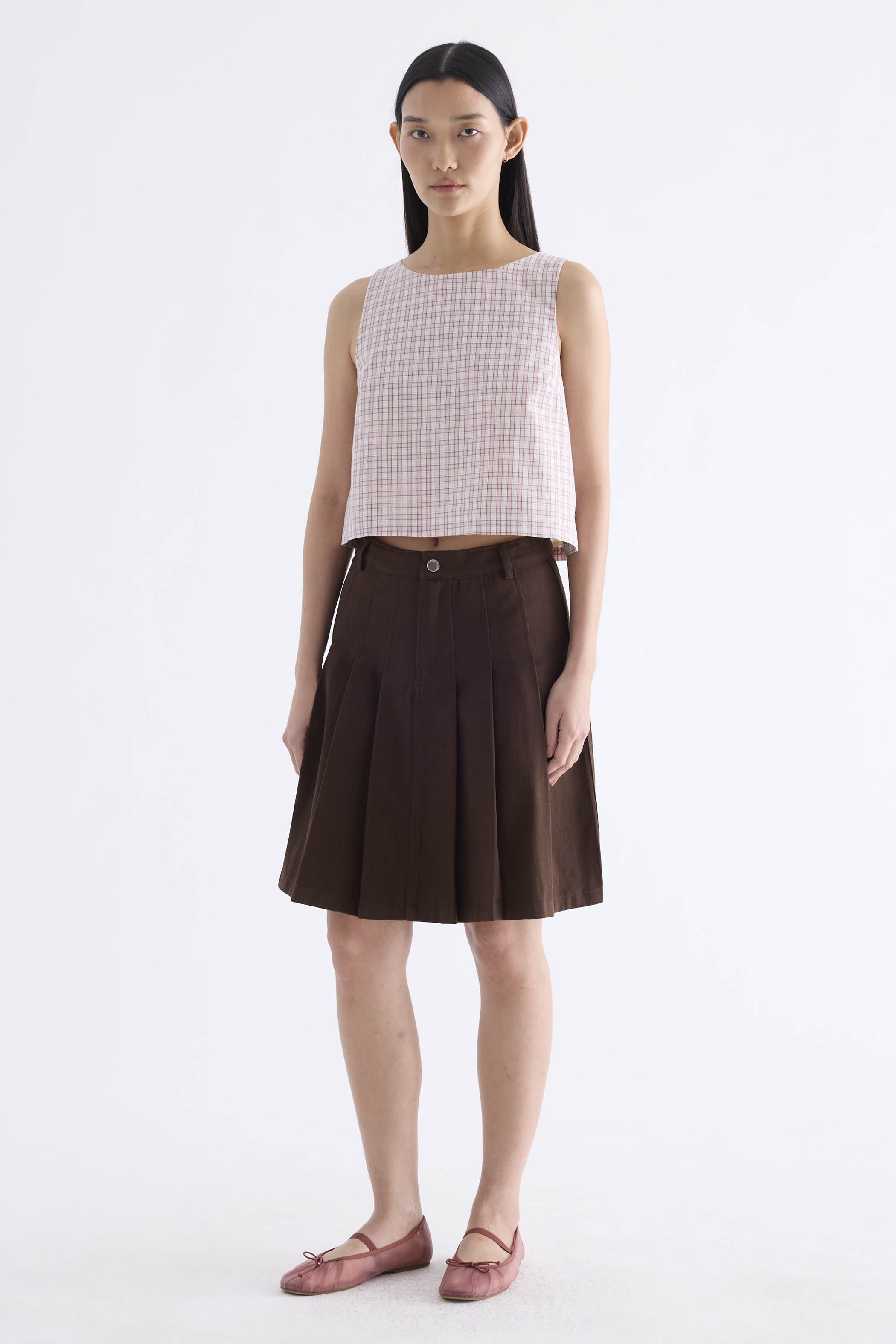 Kendella Low-Rise Pleated Skirt